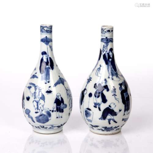 Pair of bottle vases Chinese, 19th Century decorated with fi...