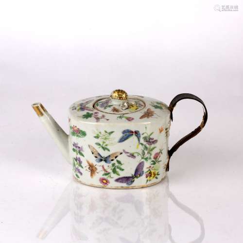 Famille rose teapot and cover Chinese, 19th Century decorate...