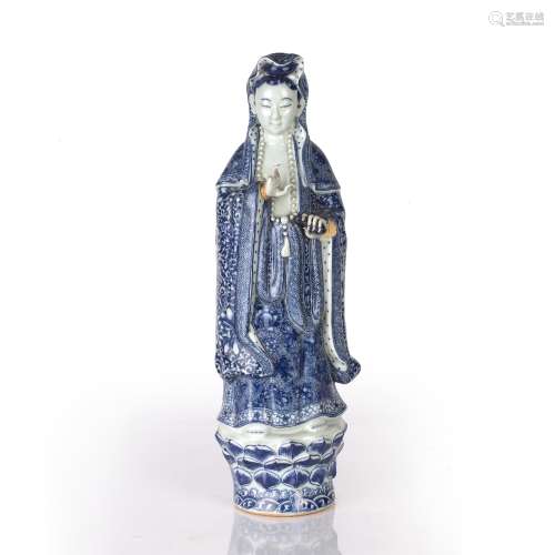 Blue and white porcelain model of Guanyin Chinese, 20th Cent...