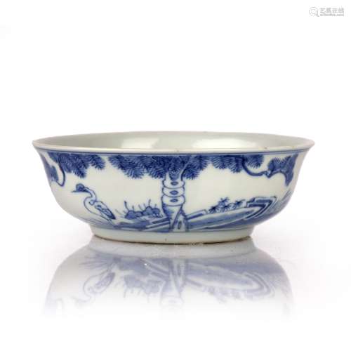 Blue and white bowl Chinese, 20th Century painted to the sid...