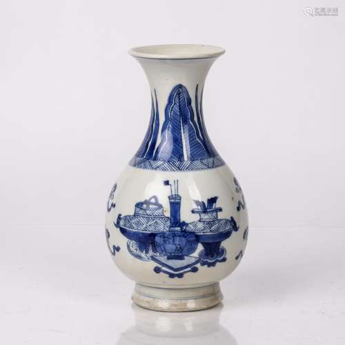 Blue and white pear shaped bottle vase Chinese, Kangxi perio...