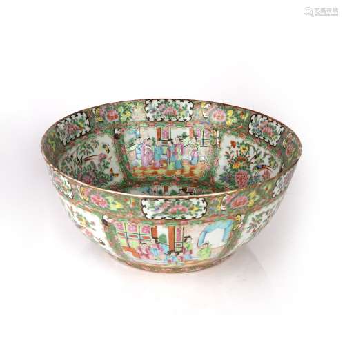 Canton famille rose punch bowl Chinese, 19th Century with pa...