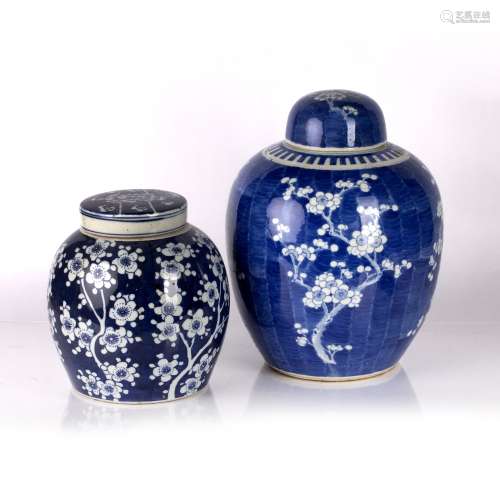Two blue and white ginger jars Chinese, 19th Century/20th Ce...