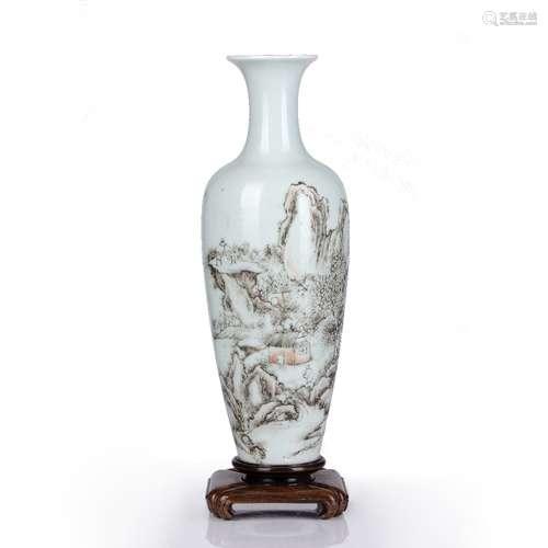 Famille rose and grisaille 'Landscape vase' Chinese, Republi...