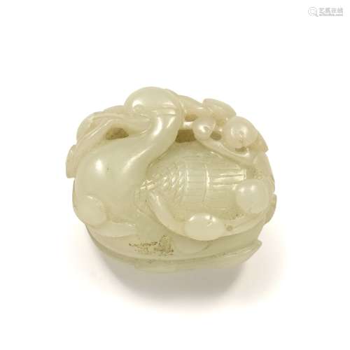 White jade pebble Chinese, Qing period pierced and carved as...