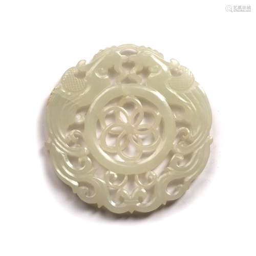 White jade circular plaque Chinese, Qianlong period (1736 -1...