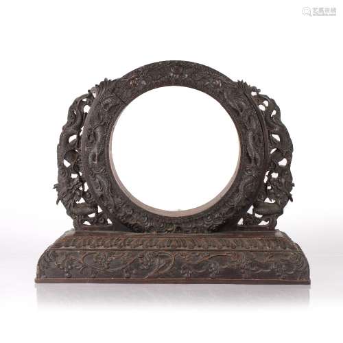 Hardwood stand Chinese, circa 1880 of circular form, the dra...