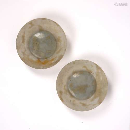 Grey and brown mottled eggshell jade bowls Chinese, 19th Cen...