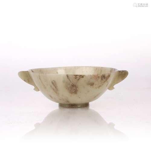 Mutton fat and grey mottled jade bowl Chinese, 19th Century ...