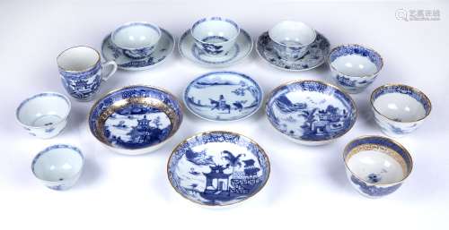 Collection of blue and white teabowls and saucers Chinese, 1...