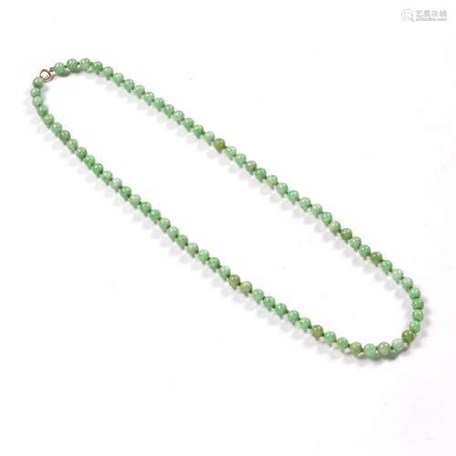 Jade necklace Chinese consisting of seventy seven apple gree...