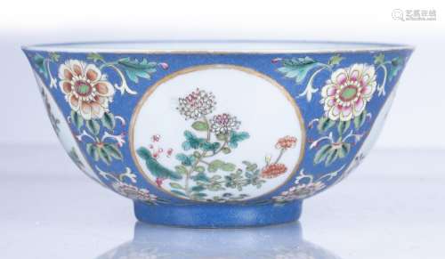 Blue-ground medallion bowl Chinese, Daoguang mark and period...