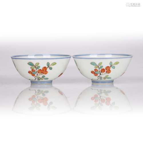 Pair of famille rose bowls Chinese, Daoguang mark and period...