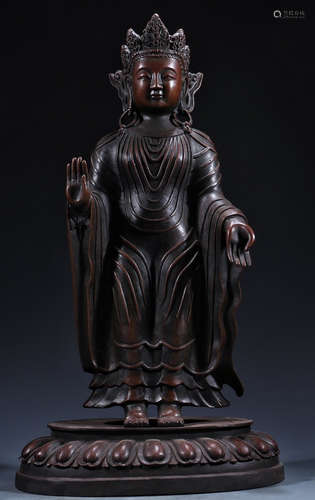 TIBETAN COPPER CAST GUANYIN BUDDHA STATUE