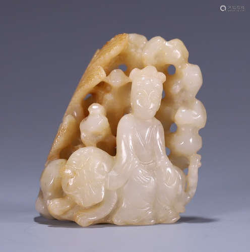 HETIAN JADE CARVED FIGURE PENDANT