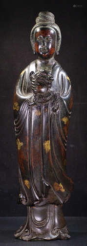 TIBETAN COPPER CAST GUANYIN BUDDHA STATUE