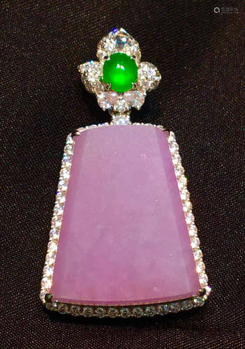 ICY PINK PURPLE JADEITE TABLET PENDANT