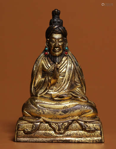 GILT BRONZE CAST TANGDONGJIEBU STATUE