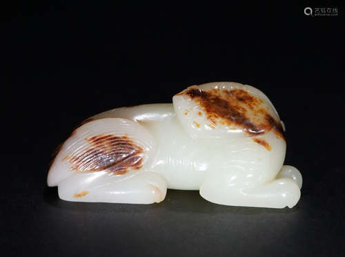 HETIAN JADE SEED CARVED BEAST PENDANT