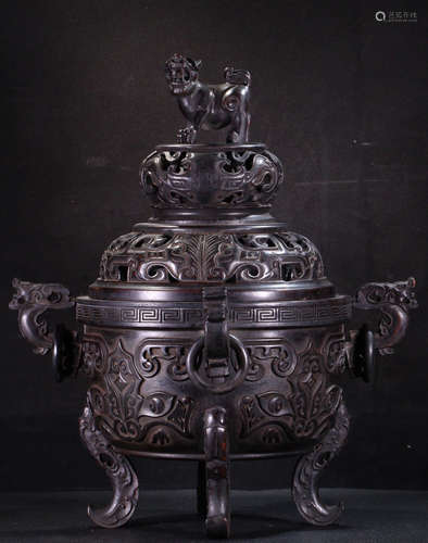 XIAOYE ZITAN WOOD CARVED CENSER