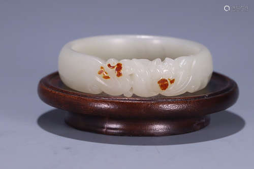 HETIAN JADE CARVED BANGLE