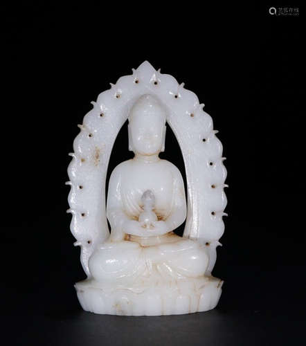 HETIAN JADE CARVED BUDDHA STATUE