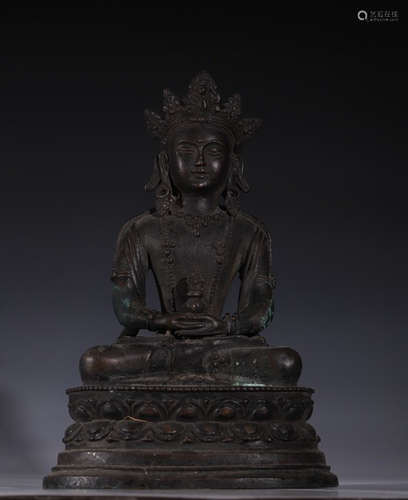 COPPER CAST GUANYIN BUDDHA STATUE