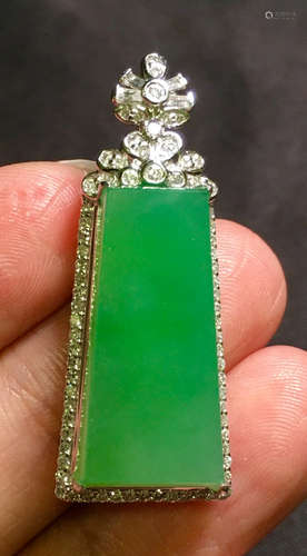 ICY GREEN JADEITE TABLET PENDANT