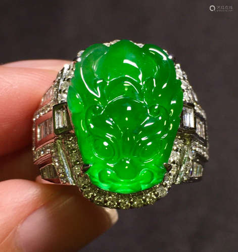 ICY GREEN JADEITE DRAGON RING