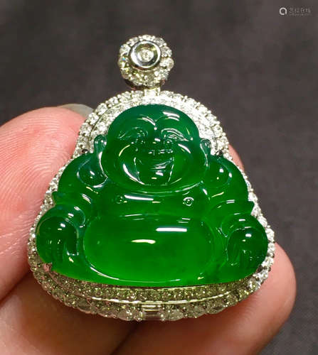 ICY GREEN JADEITE BUDDHA PENDANT