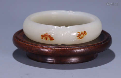 HETIAN JADE CARVED BANGLE