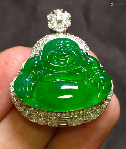 ICY GREEN JADEITE BUDDHA PENDANT