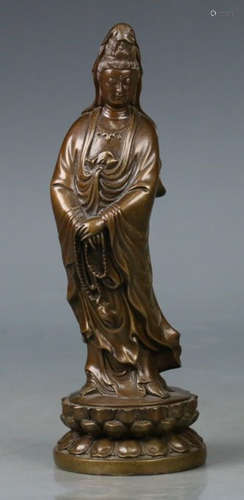 COPPER CAST GUANYIN BUDDHA STATUE