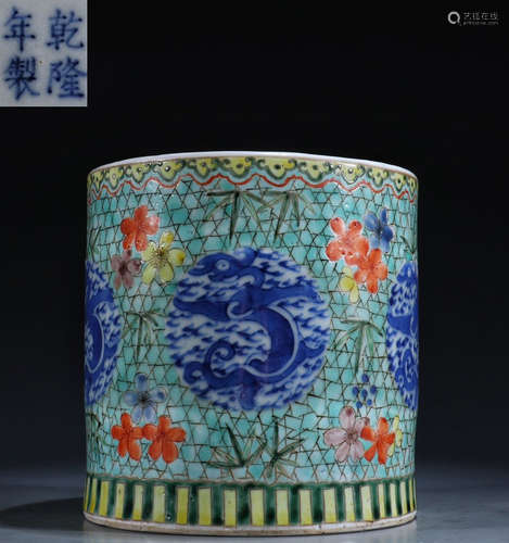 BLUE&WHITE GLAZE DRAGON PATTERN BRUSH POT