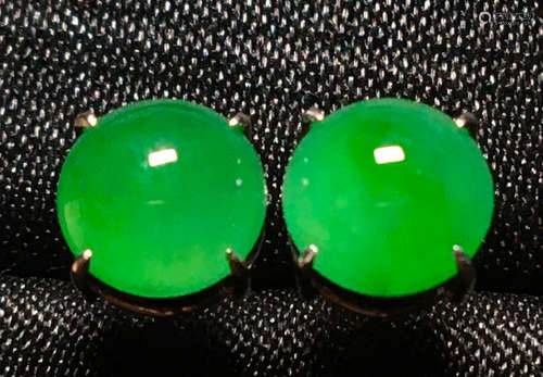 PAIR OF ICY GREEN JADEITE EARRINGS