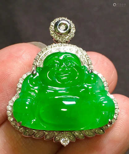 ICY GREEN JADEITE BUDDHA PENDANT