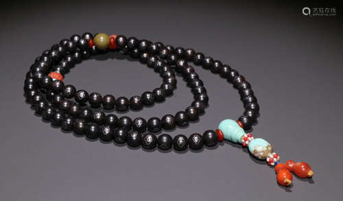 CHENXIANG WOOD WITH SILVER STRING NECKLACE