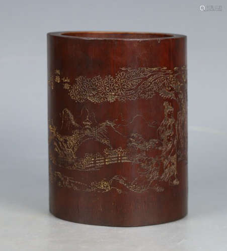 BAMBOO CARVED BRUSH POT