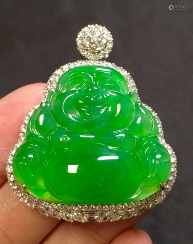 ICY GREEN JADEITE BUDDHA PENDANT