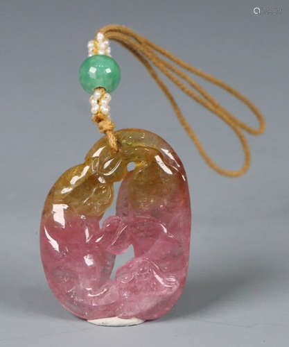 TOURMALINE CARVED PENDANT