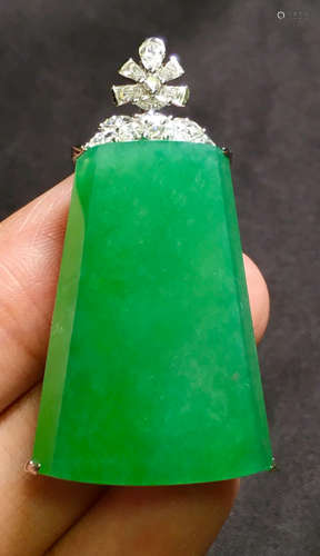 ICY GREEN JADEITE TABLET PENDANT