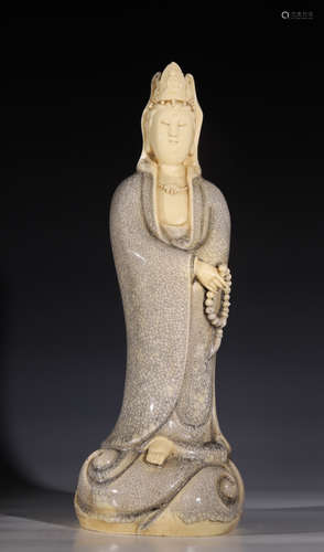 DEHUA WHITE GLAZE GUANYIN BUDDHA STATUE