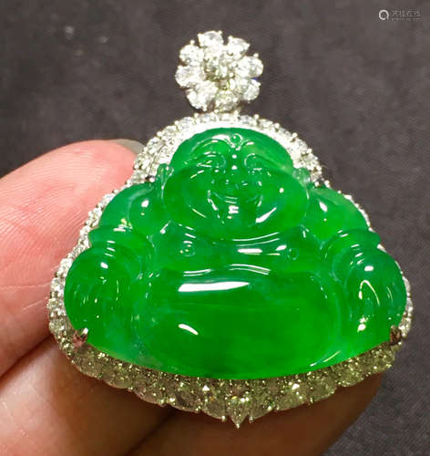 ICY GREEN JADEITE BUDDHA PENDANT