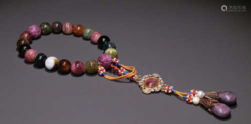 TOURMALINE STRING BRACELET WITH 18 BEADS