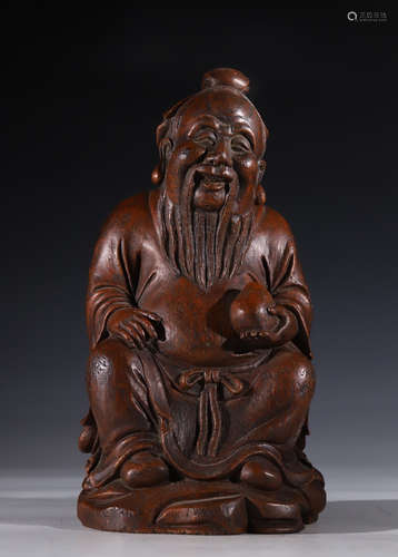 BAMBOO CARVED DONGFANGSHUO STATUE