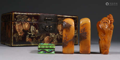 SET OF CHEN SHIZENG TIANHUANG STONE SEALS