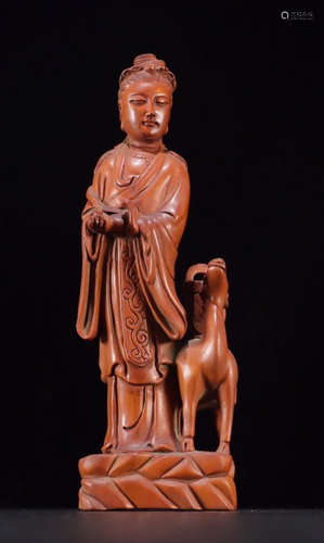 HUANGYANG WOOD CARVED GUANYIN BUDDHA STATUE