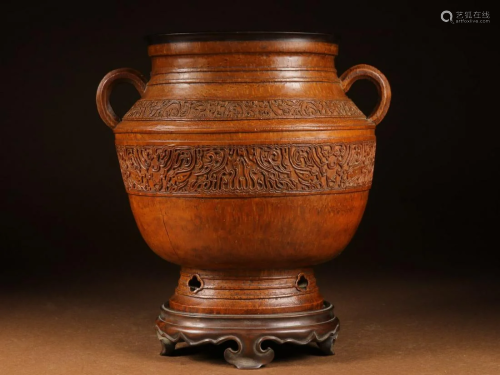 CHINESE CARVED BAMBOO VASE