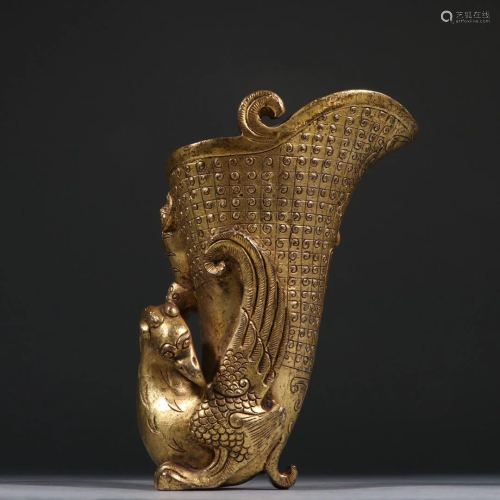 CHINESE GILT BRONZE CUP