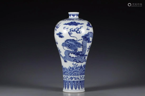 CHINESE BLUE AND WHITE MEIPING,QIANLONG MARK